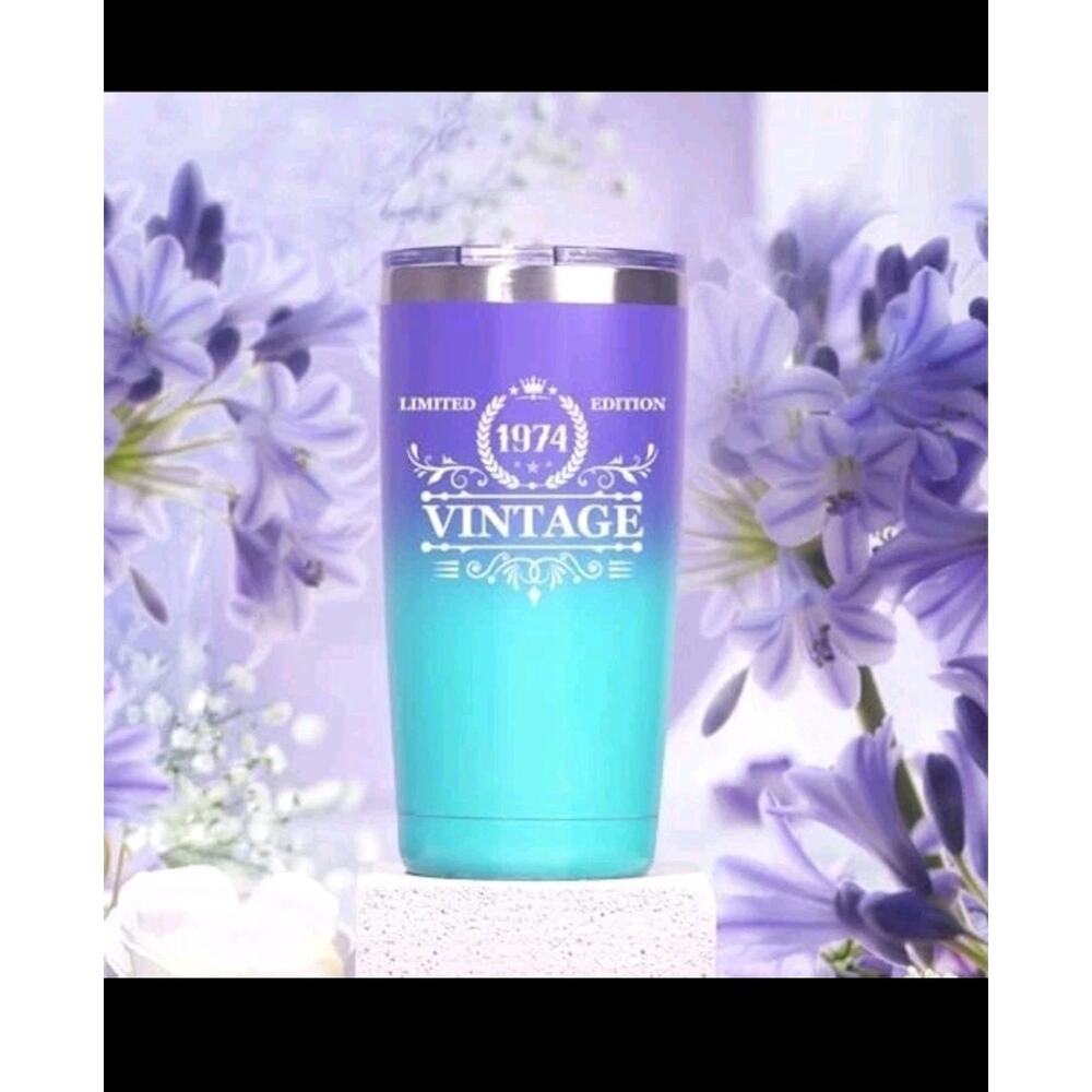 Birthday Gifts for Women: Vintage 1974 Tumbler Sets, Fabulous Bday, 50th - Picture 5 of 8